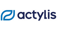 The word "actylis" in dark blue letters with a stylised blue leaf icon to the left