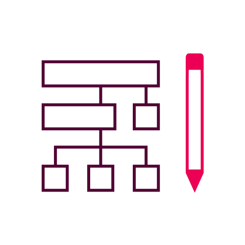  Line drawing of an organisational chart structure with rectangles connected by lines