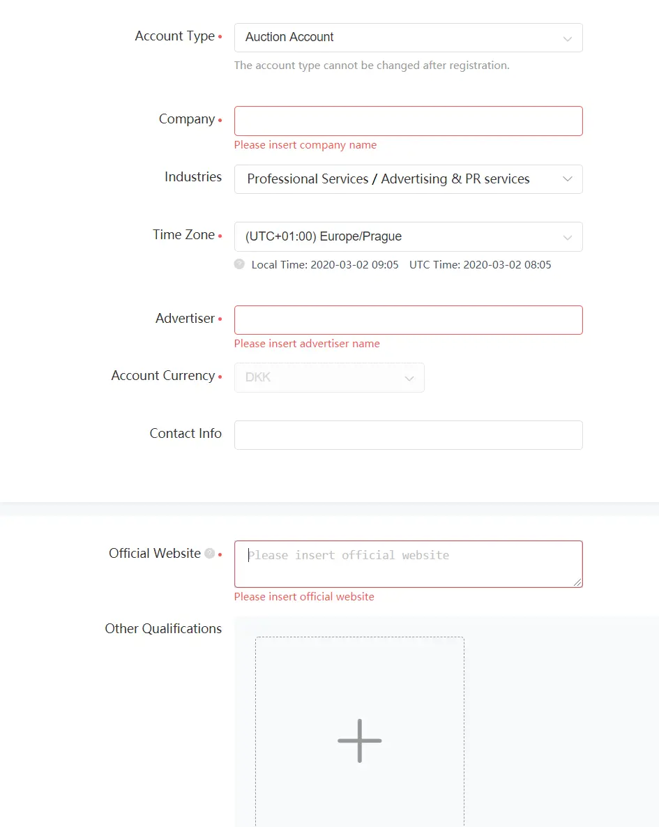 TikTok Account Registration Form Partial view of a TikTok account registration form