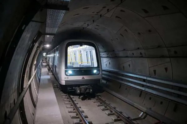 underground tunnel with driving train 