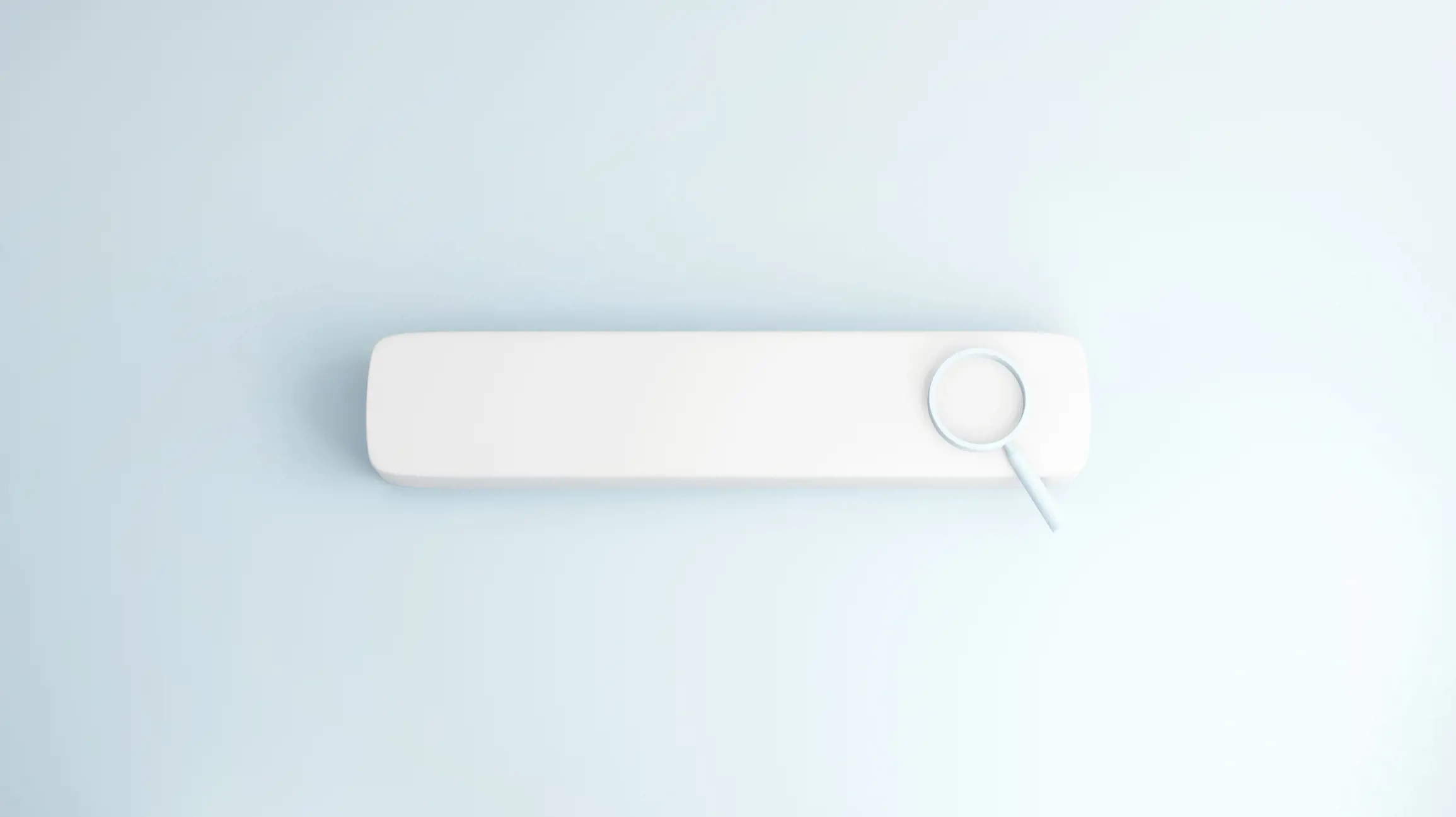 Minimalist Search Bar A simple, white search bar with a magnifying glass icon on a light blue background