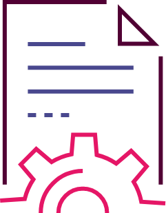 a paper and setting circle icon 