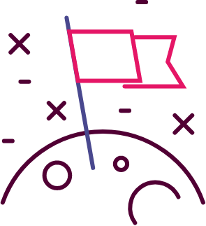 a moon with a flag icon